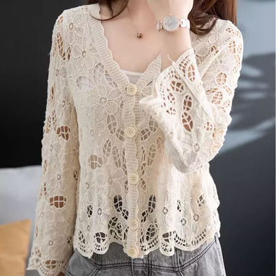 2026新款薄款镂空短外套女防晒