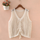 针织上衣外穿罩衫 镂空马夹女钩花外搭抽绳春夏大码 小背心吊带无袖