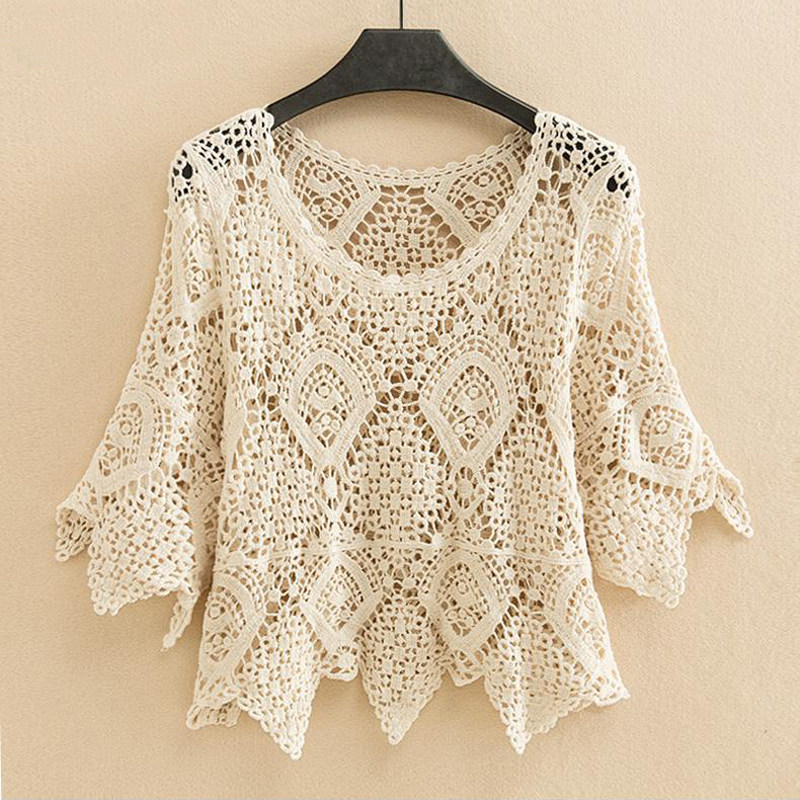 2025夏装镂空薄款针织衫空调罩衫套头配裙子外搭网衫短款防晒衣女