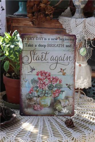 2张起包邮 多款花瓶花卉人物铁皮画仿旧印刷 花园阳台墙饰 需远观