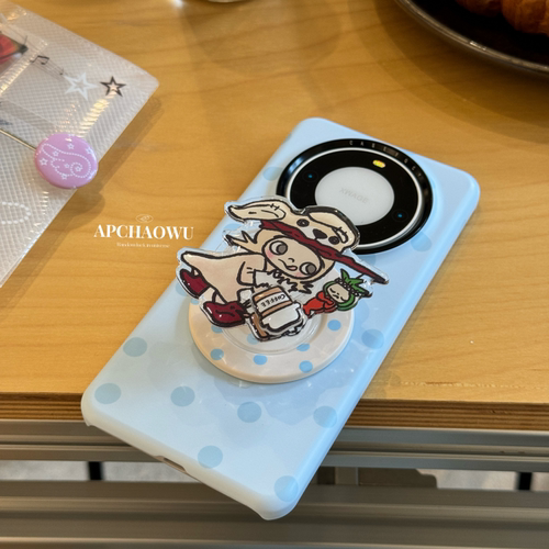 ins风菲林简约波点适用mate60pro华为手机壳mate70pro硬壳60pro+创意兔子女孩支架mate60防摔mate70磁吸