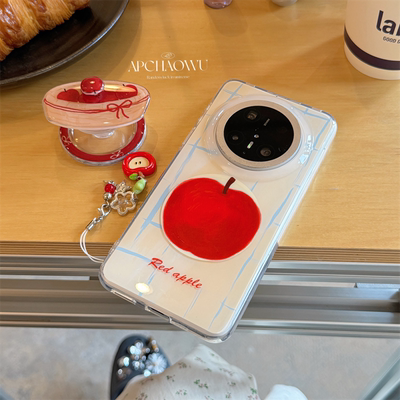 ins双层大红苹果磁吸支架适用mate70pro华为手机壳pura70/80pro创意60pro+防摔套mate60pro全包女款