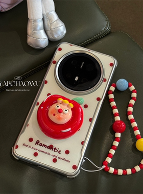 可爱ins红色波点苹果女孩支架适用mate70pro华为手机壳pura70pro全包60pro+防摔套mate60女款p60pro