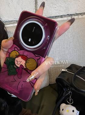 可爱双层渐变紫色睡觉女孩适用mate70pro华为手机壳mate60/50pro全包60pro+防摔套pura70pro女款mate70