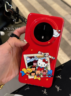 可爱红色插画相框kt猫适用华为mate70pro手机壳mate60/50/40菲林Pura70pro硬壳p60/p50全包nova12女款60pro+