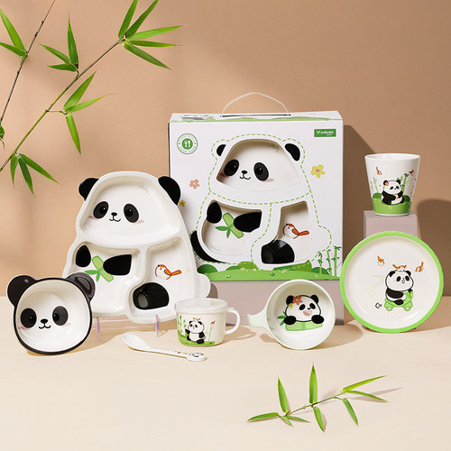希尔熊猫仿瓷儿童分格餐具套装