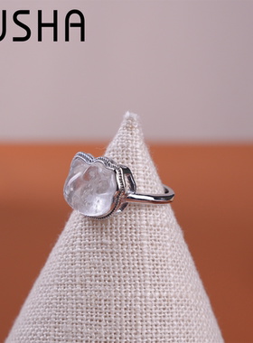 白水晶戒指戒指气质小众女白色指环GP05