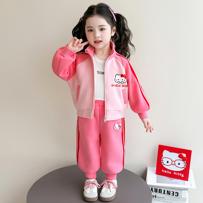 女童春装套装2026新款洋气时髦春秋款运动儿童女宝春季拉链两件套
