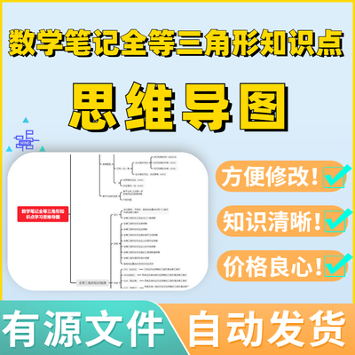 数学笔记全等三角形知识点学习思维导图Xmind模板笔记制作电子版