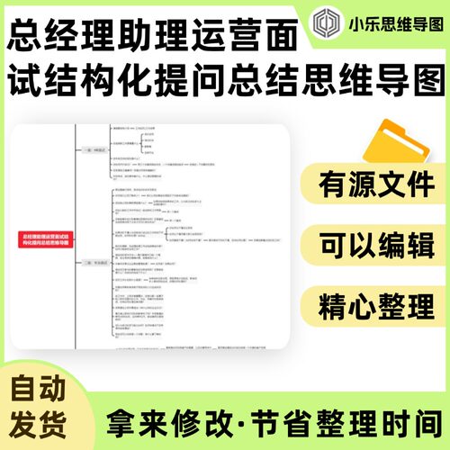 总经理助理运营面试结构化提问总结思维导图Xmind笔记制作电子版