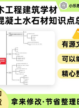 土木工程建筑学材料混凝土水石材知识点总结思维导图Xmind笔记制