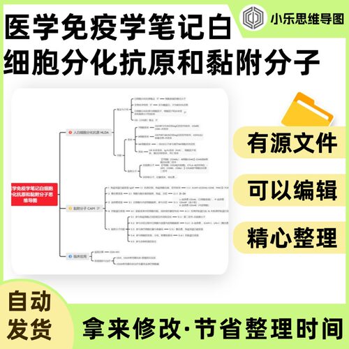 医学免疫学笔记白细胞分化抗原和黏附分子思维导图Xmind笔记制作