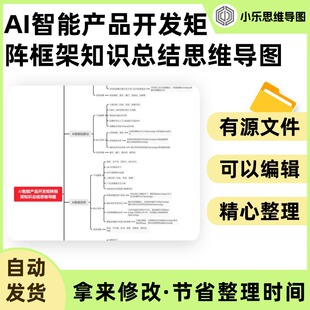 AI智能产品开发矩阵框架知识总结思维导图Xmind笔记制作电子版