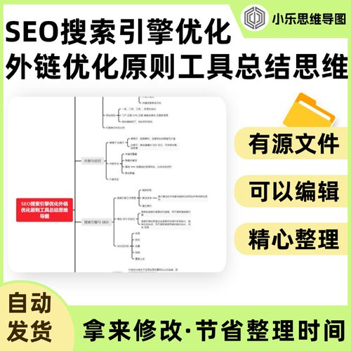 SEO搜索引擎优化外链优化原则工具总结思维导图Xmind笔记制作电子