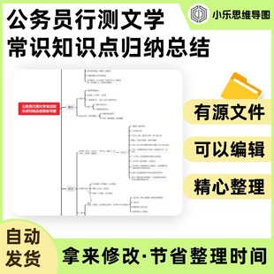 公务员行测文学常识知识点归纳总结思维导图Xmind笔记制作电子