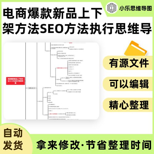 电商爆款新品上下架方法SEO方法执行思维导图Xmind笔记制作电子版