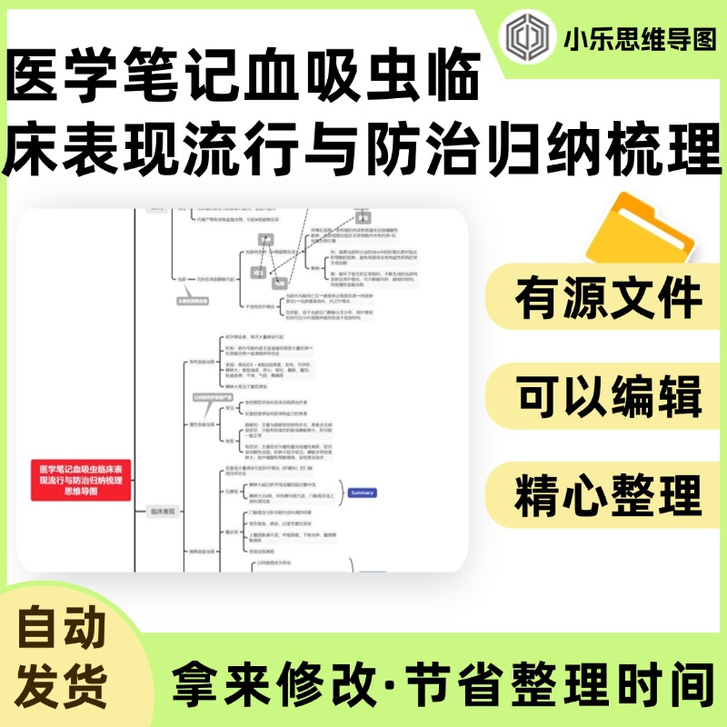 医学笔记血吸虫临床表现流行与防治归纳梳理思维导图Xmind笔记