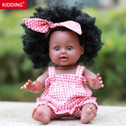 Mô phỏng nhựa mềm chính hãng Baby Black Skin Doll Doe Dress Up Doll Baby Bath Toy Girl - Búp bê / Phụ kiện
