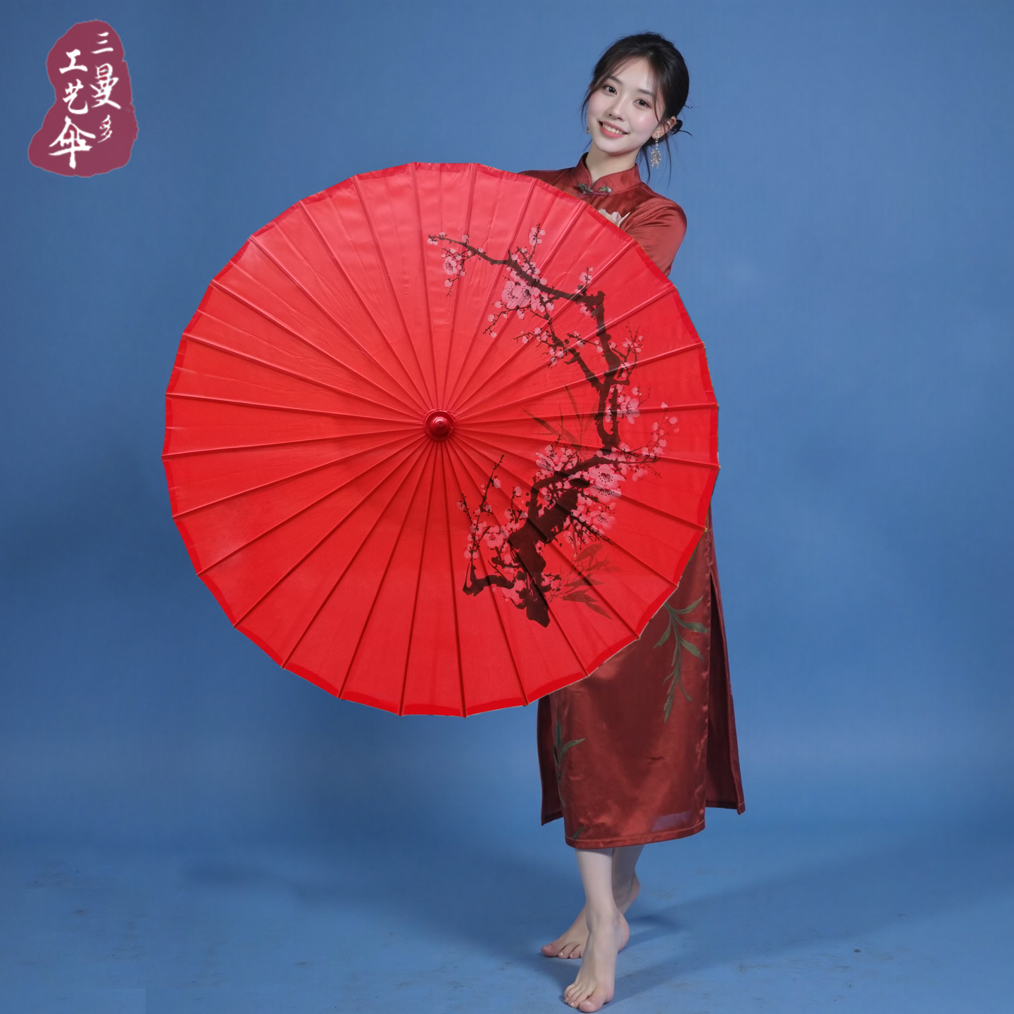 梅花牡丹古风绸布伞油纸伞舞蹈伞