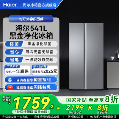 海尔541L风冷一级能效双开门冰箱