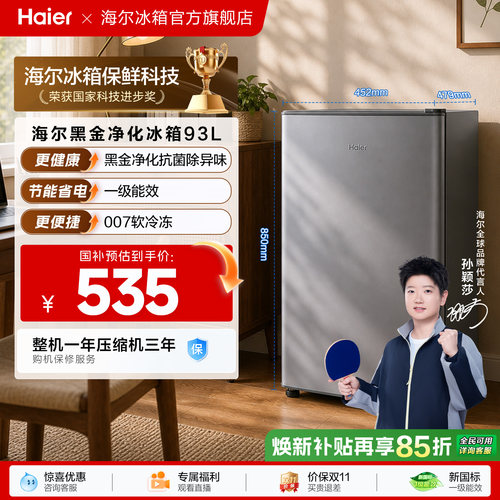 海尔93L一级能效除菌净味小冰箱
