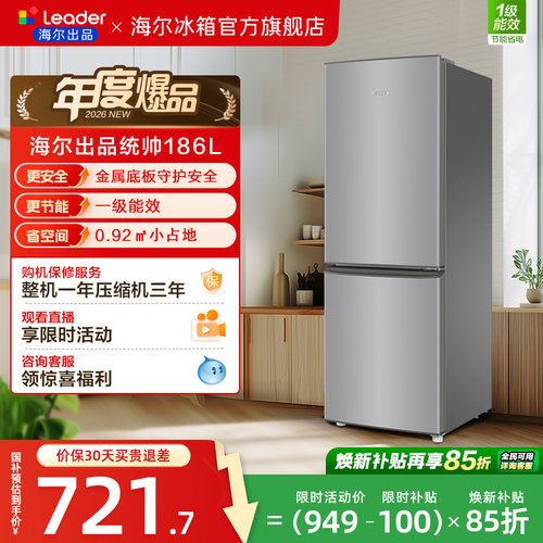 换新补贴海尔出品统帅186双开两门超薄宿舍出租房一级家用小冰箱