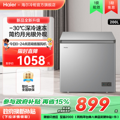 海尔haier200升冰柜商用家用冰箱雪柜一级能效冷冻柜减霜节能冷柜
