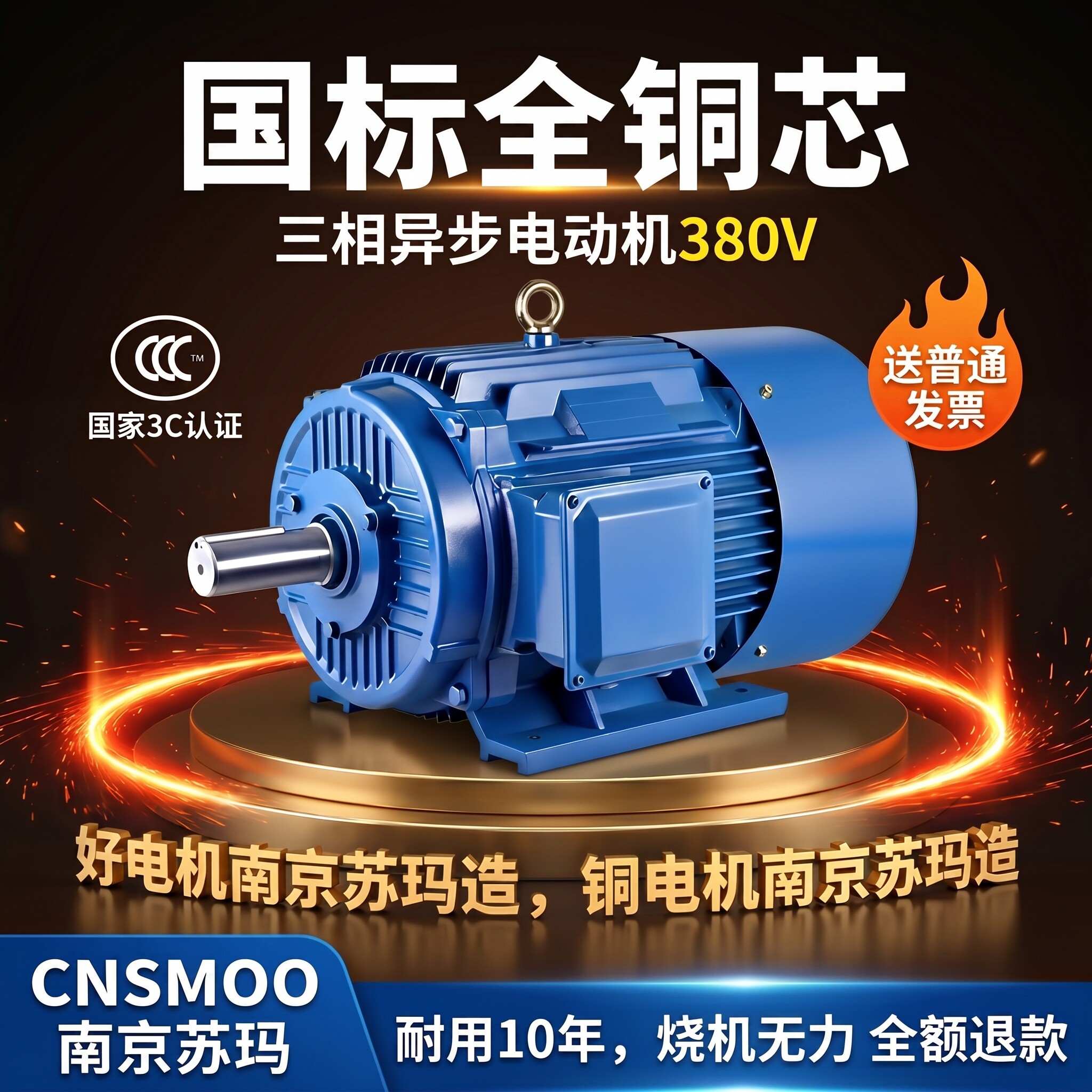 全铜电机380v三相异步电动机1.5/2.2/3/4/7.5KW变频防爆调速三项