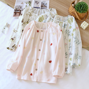 单件上衣睡衣女春秋季长袖纯棉大码女款套装2026新款可外穿家居服