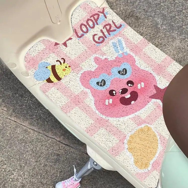 loopy可爱通用电动车脚垫防水防滑耐脏丝圈电瓶踏板脚踩垫摩托车