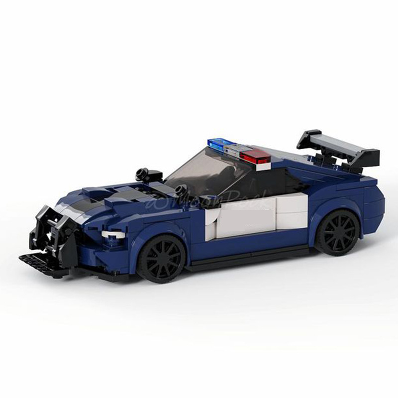 MOC积木 93291福特野马路障警车 经典赛车speed8格车跨境