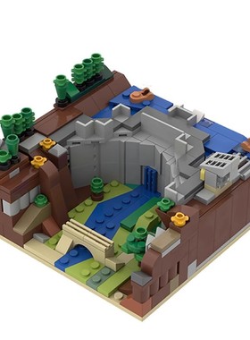 MOC积木兼容 拼装积木 创意经典小镇水坝 模型36315 拼装积木