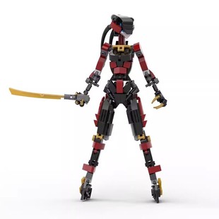 MOC兼容国产天使机娘忍者人型机甲机动战士少女机器人diy拼装积木