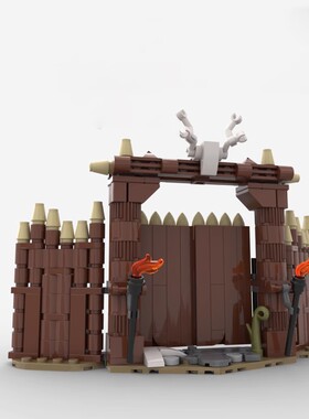 MOC积木103656 维京村落大门 创意建筑街景玩具礼物摆件