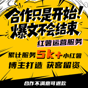 小红薯推广策划xhs书运营品牌服务营销代笔记IP爆款合作流量起号