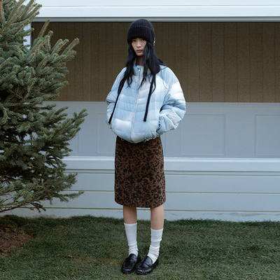 COINROVA晕染蓝90白鹅绒排骨服短款羽绒服保暖外套