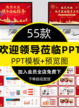 公司企业单位热烈欢迎领导莅临指导检查PPT模板工作总结汇报红色