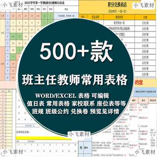 班主任班级管理常用表格座位表值日表作业检查表家访表学生情况表