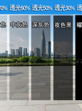 灰色玻璃贴纸黑透明改色装饰膜遮光防晒隔热贴膜展厅隔断门窗户膜