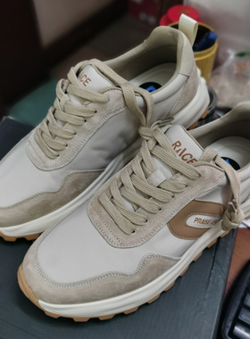 男士时尚布面翻毛皮拼接橡胶大底运动轻便系带休闲鞋HSXDD3Y115A