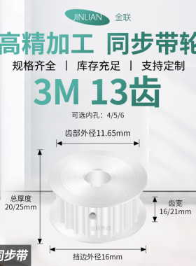 同步轮3M13齿AF齿宽16/21内孔563581012.7传动装置皮带轮同步带轮