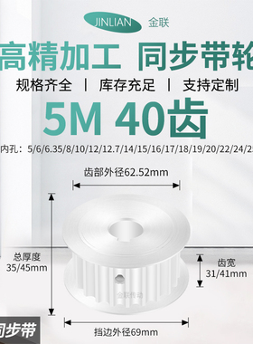 同步轮5M40齿AF齿宽31/41内孔5681012145M传动装置皮带轮同步带轮