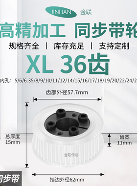 同步轮免键XL36齿AF型齿宽11内孔56810124传动装置皮带轮同步带轮