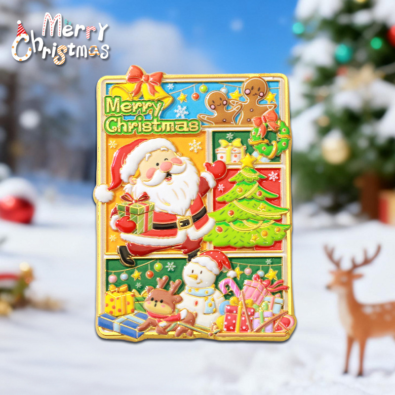金属圣诞冰箱贴圣诞节卡通冰箱贴定制圣诞树立体烤漆文创冰箱贴