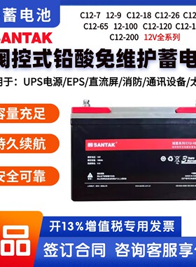 山特城堡铅酸蓄电池12V9AH C12-9免维护UPS电源电梯消防专用电池
