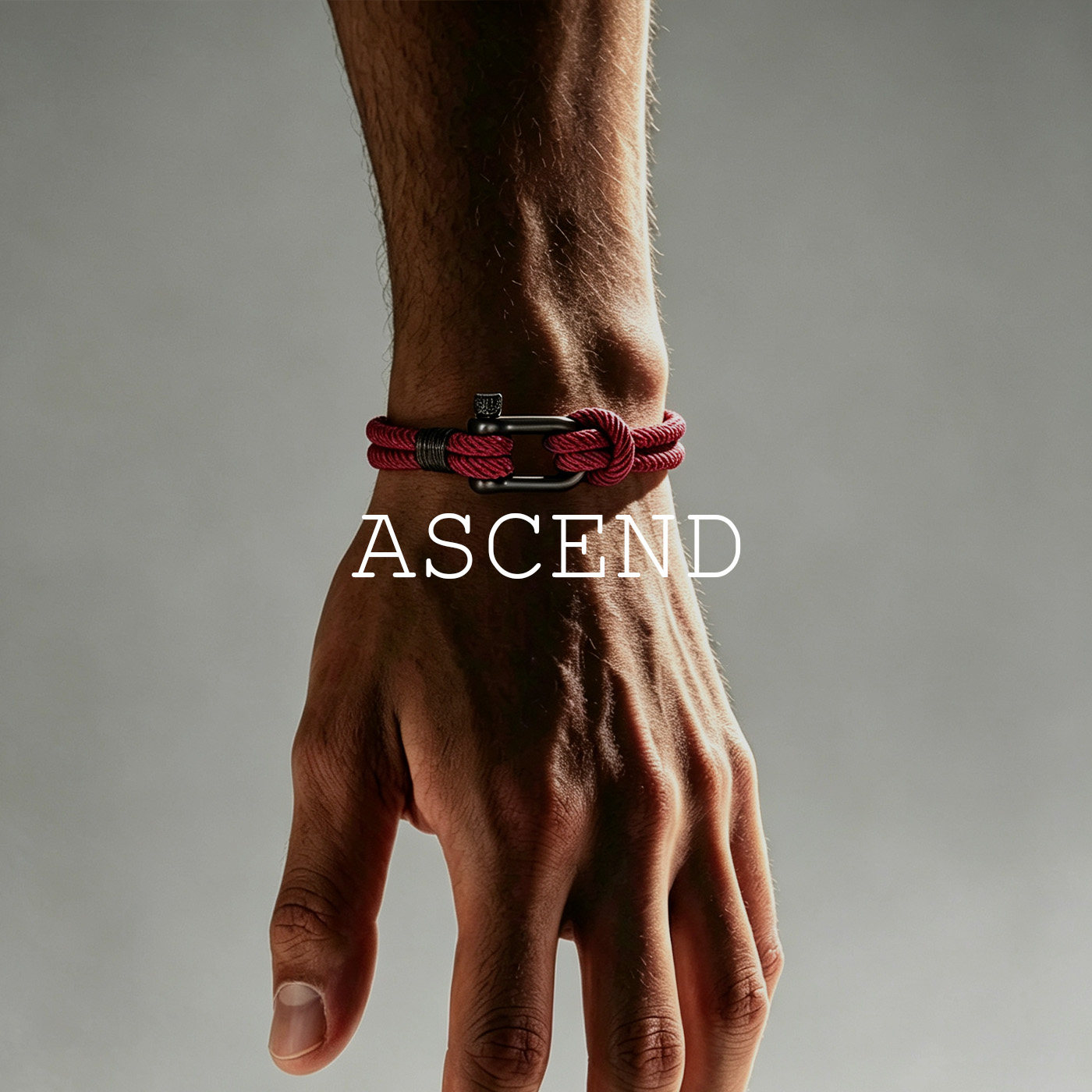 ASCEND男士红绳编织手链金属扣环休闲潮流手环