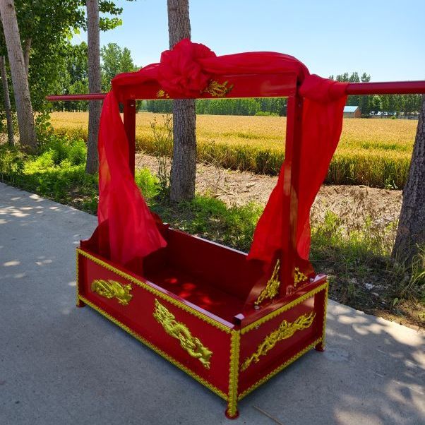 红色龙纹花轿中式古典婚庆轿子金箔装饰喜字新婚用品嫁娶礼盒迎亲