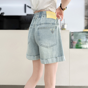 2025新款 夏裝 外穿夏季 女孩刺繡百搭洋氣兒童褲 子 薄款 女童牛仔短褲