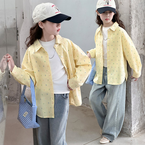 女童衬衫春夏季长袖衬衣薄外套