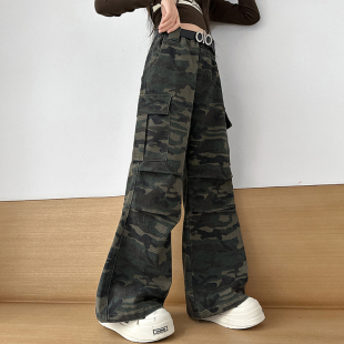 裤 儿童棉布裤 2025新款 大童酷飒炸街迷彩休闲长裤 子秋 秋装 女童工装